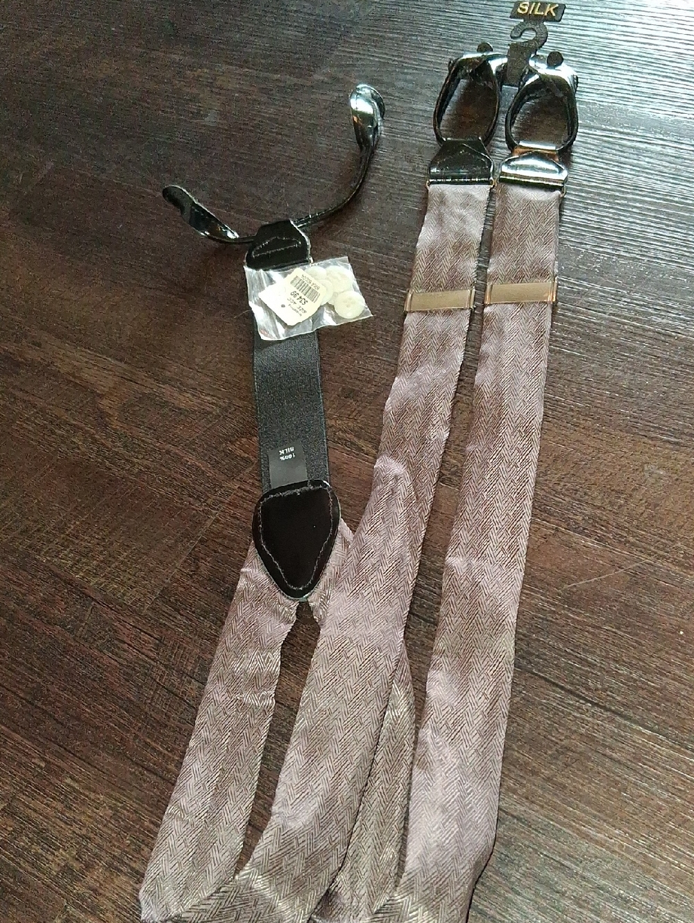 Men's Brown Silk Herringbone Suspenders